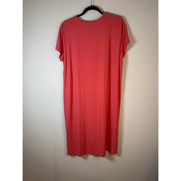 Eileen Fisher Coral Short Sleeve t-shirt Pullover Dress Size L - Picture 2 of 6